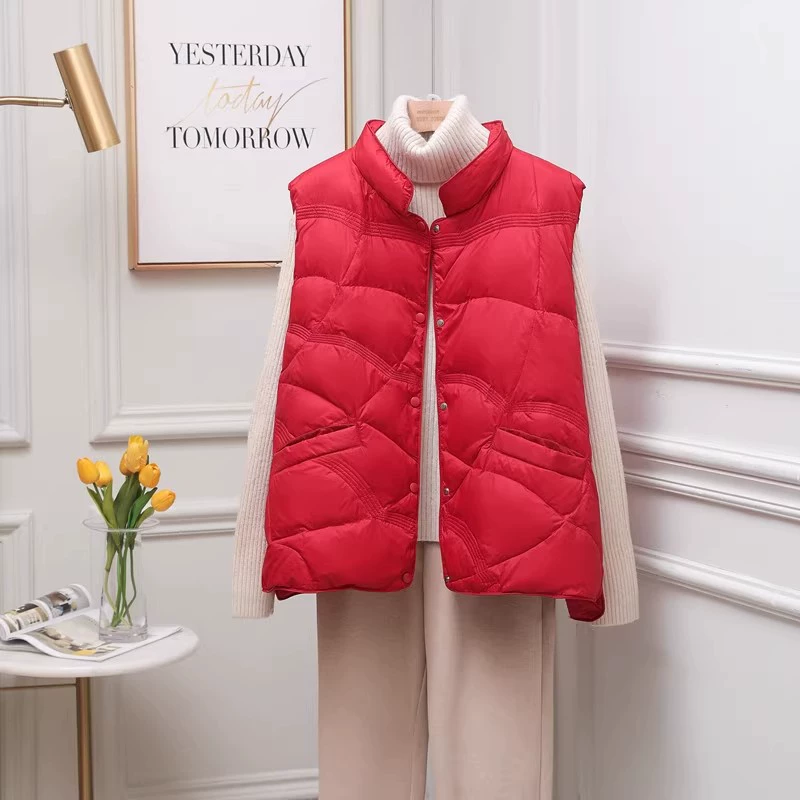Light and thin short vest with down, plus size