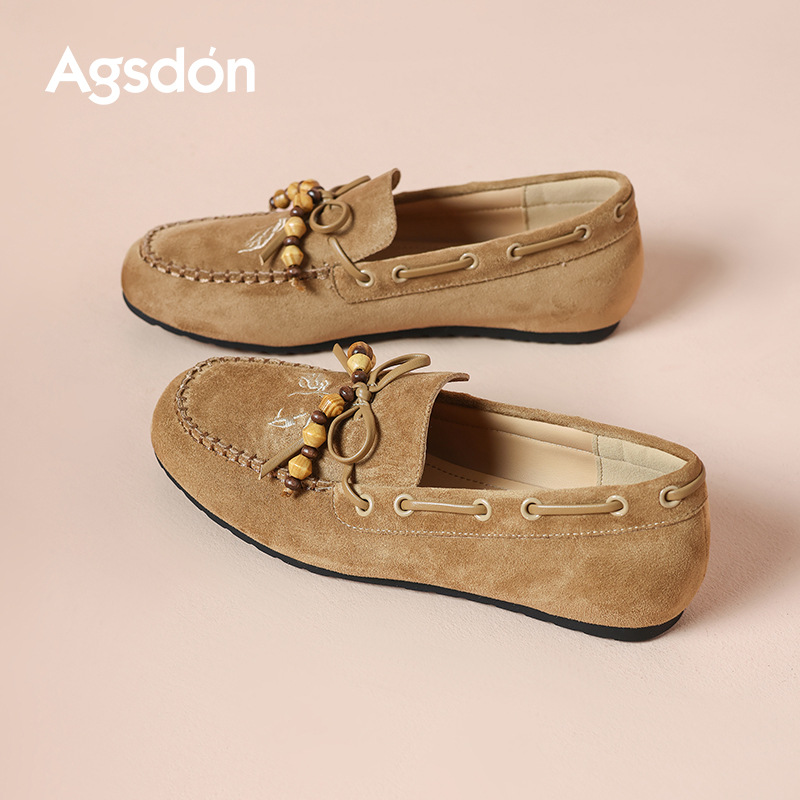 Augu Shi Deng Bean Lefour zapatos para mujeres 2025 otoño nuevo retro embarazadas zapatos casuales Birken un pie