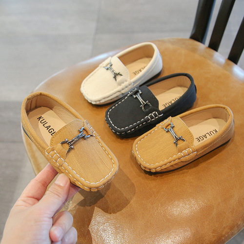 English-style children's small leather shoe covers, soft soles,  autumn new boy shoes, retro boys' casual puffer shoes, trendy