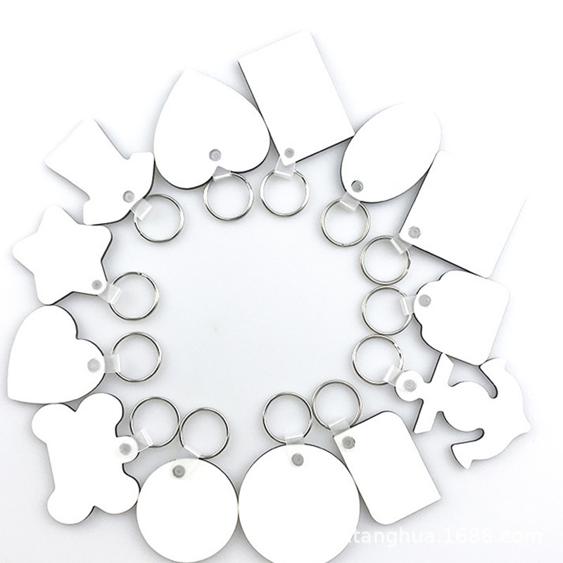 sublimation heat transfer mdf key pendant activity gift opening gift wooden key chain diy foreign trade