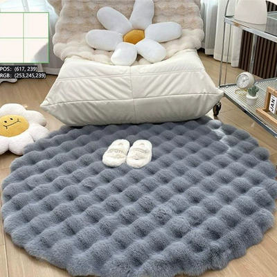 Car Carpet Fur Rug, Living Room Sofa - gray-thick-bubble-velvet-diameter-50cm