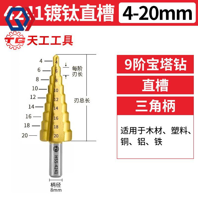 庆迪天工含钴宝塔型钻头高硬度铁板不锈钢304专用打孔钻头开孔扩
