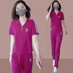 カジュアルファッションショーツスーツ女性のための 2024 夏の新韓国スタイルルーズ半袖 Tシャツ多用途パンツスポーツウェア