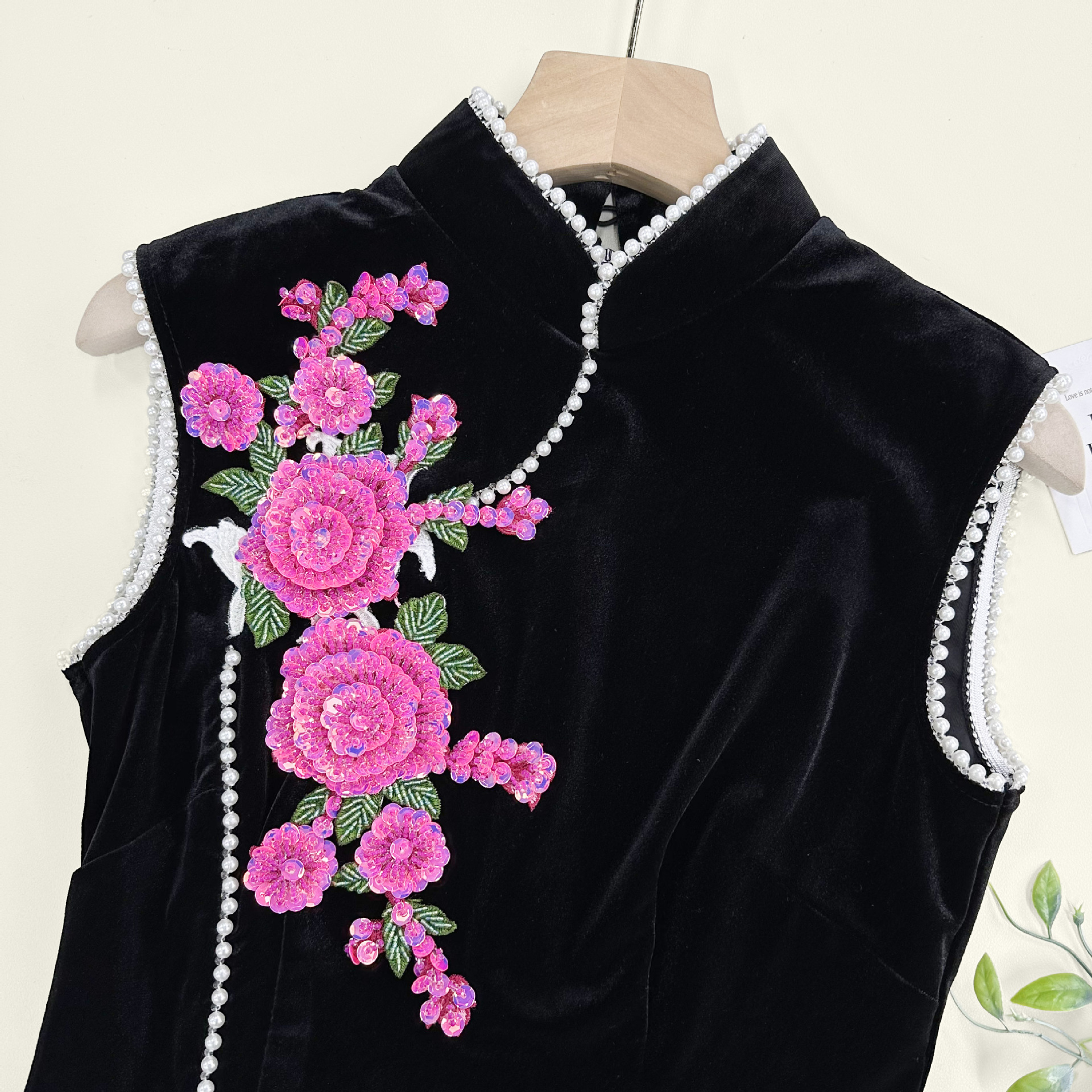Flores tridimensionales sequinilla bordada pegatinas de tela hechas a mano ropa decoración ropa bolsos cheongsam nuevos accesorios negros chinos image 12