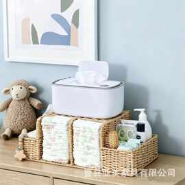跨境手工编织纸尿裤收纳筐桌面婴儿杂物置物筐宝宝奶瓶湿巾多格筐