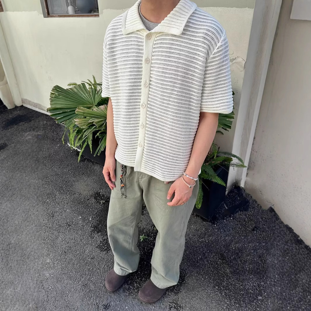 Camisas de mangas cortas de punto delgadas con hueco, chaqueta de verano, suéter, cardigan, moda
