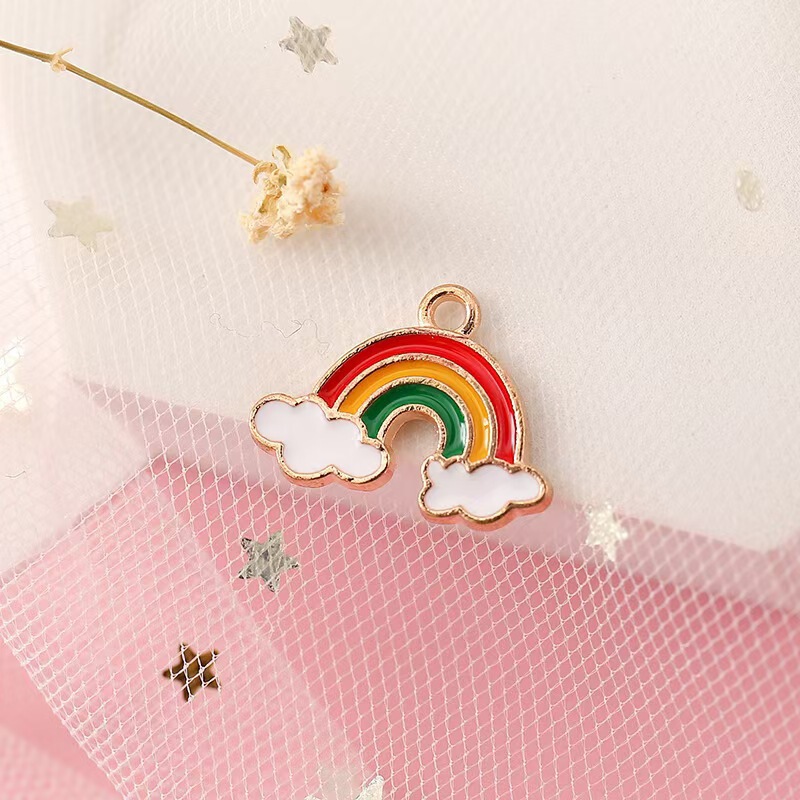 Europe and the United States cross-border alloy oil drop pendant rainbow clouds DIY alloy accessories headdress earrings rubber band earrings Europe and the United States cross-border alloy oil drop pendant rainbow clouds DIY alloy accessories headdress earrings rubber band earrings