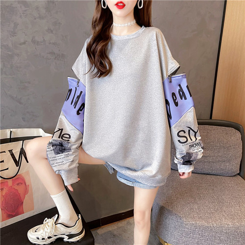 Korean style street style zippered hollow sweatshirt for women, loose and versatile spring and autumn wear, Harajuku style thin printed top