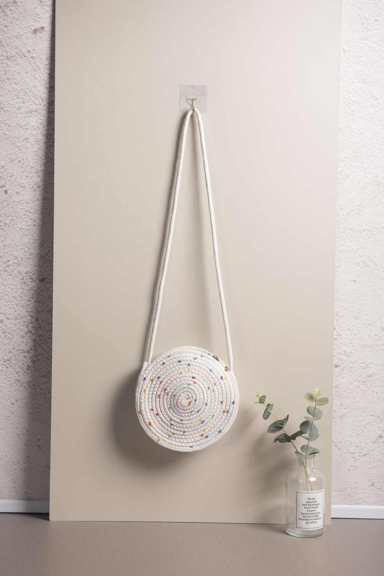 Bolsa de algodón de paja de verano, bolsa de hombro simple, bolsa de celosía de tela de tela retro creativa, bolsa para móviles, bolsa pequeña para mujeres