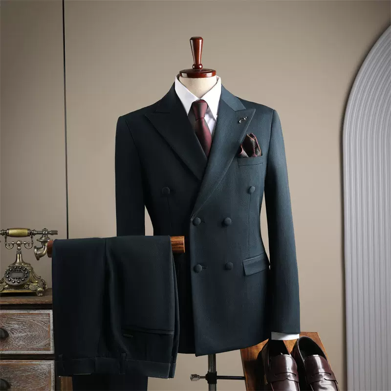 男士三件套西服套装双排扣休闲男装毛料西装新郎伴郎礼服上衣批发