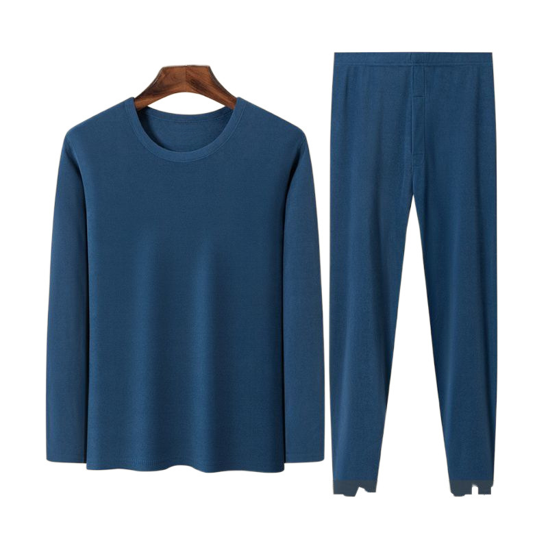 열 속옷 세트 남성 벨벳 자체 난방 가을 및 겨울 크루 넥 가을 옷 및 바지 중년 노인 방한베이스 셔츠
