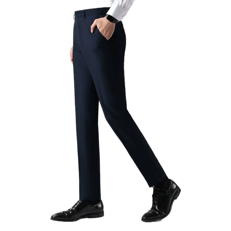 Мужские Костюмные брюки Мужские повседневные Костюмные брюки Прямые брюки темно-синие брюки до щиколотки Деловые брюки
