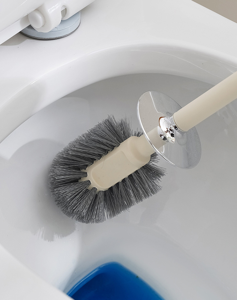with Base, Extended Handle, Round Head, Drilling Required, No Dead Angle Cleaning, Bathroom Toilet Brush_voghion.com