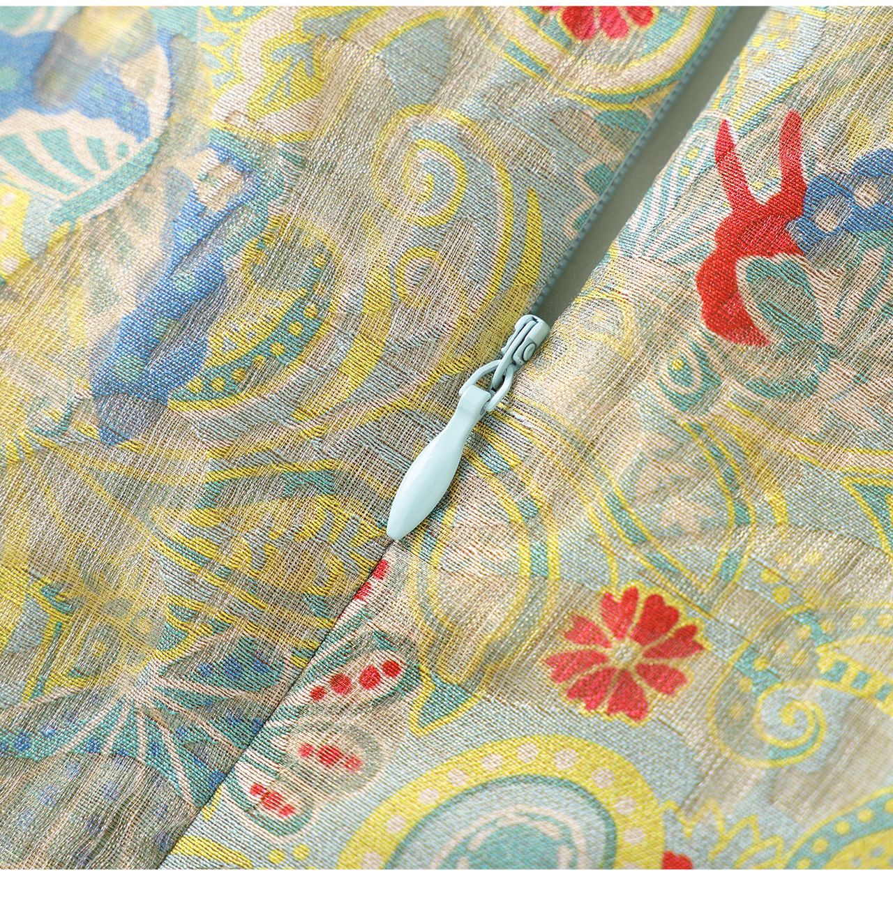 Váy maxi nữ thắt eo dáng suông họa tiết jacquard pha len — xanh lá cây chi tiết 22