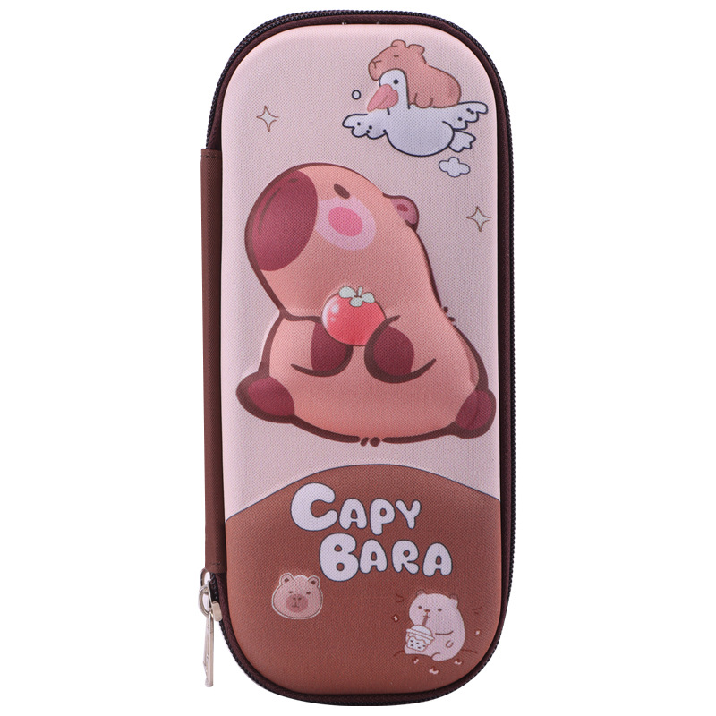 Caja de papelería estereoscópica Capibara 3D, bolsas de lápiz para niños de gran capacidad, dibujos animados lindos, caja de lápiz para estudiantes de primaria