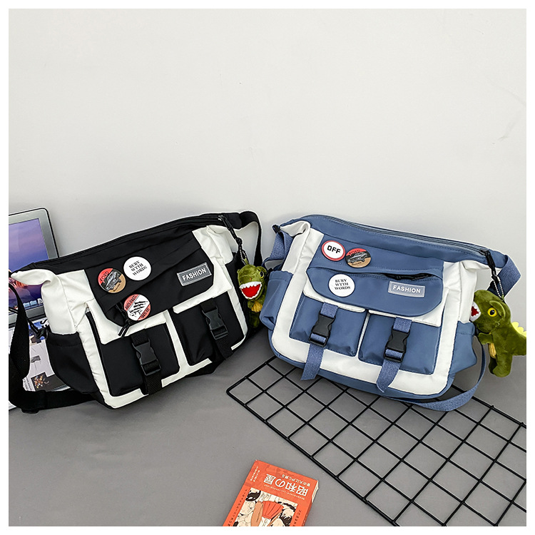 Korean ins fashion single-shoulder crossbody bag, trendy brand color sports bag, middle and high school schoolbag, college student class backpack undefined