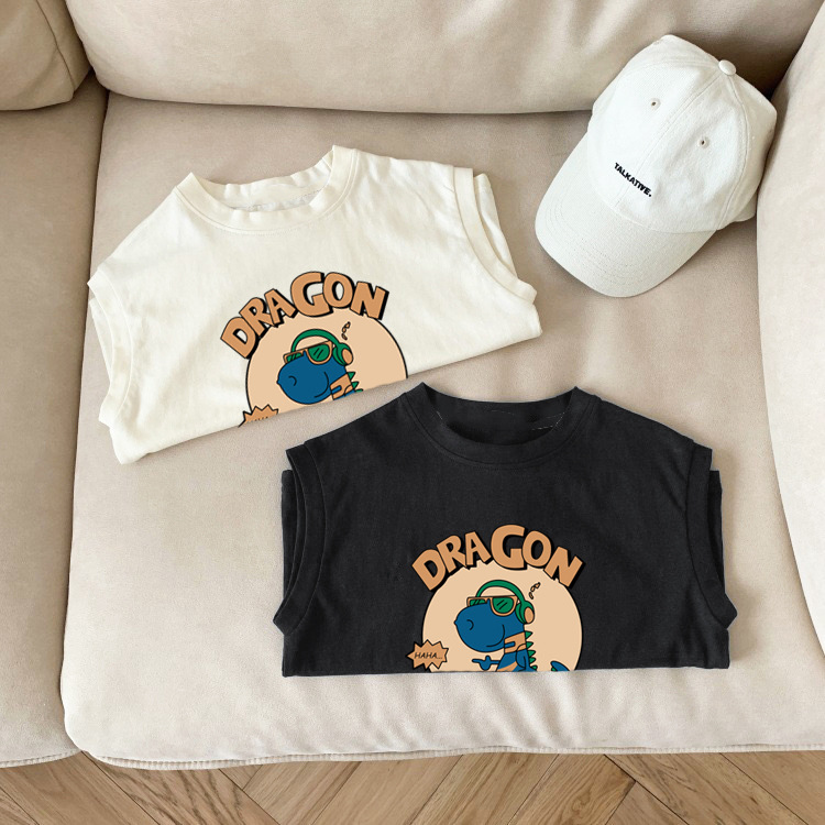 Camiseta sin mangas para niños de algodón puro bebé camiseta 2024 nuevo versátil de dibujos animados niños y niñas chaleco Top verano