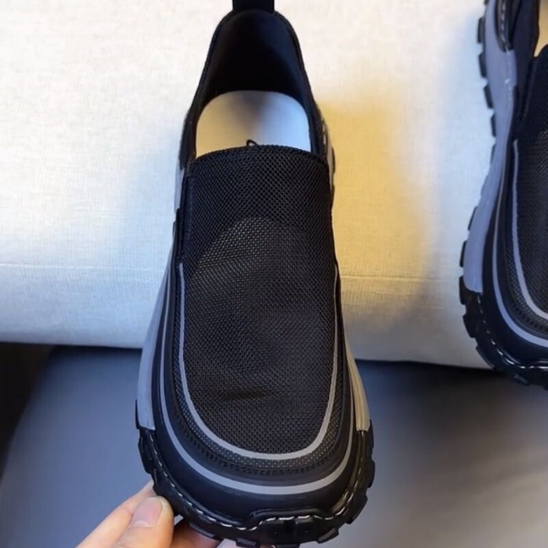 Summer Mesh Breathable Slip-on Men's Shoes Soft Sole Comfortable Shoes Lightweight Thick Sole Trendy Shoes All-match Mango Head Shoes for Men