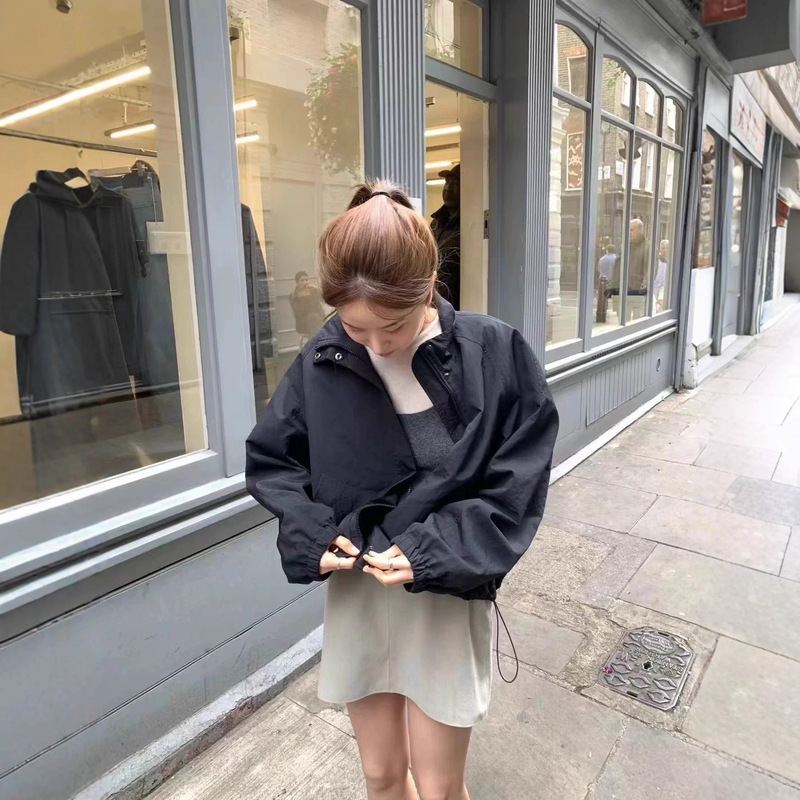 Now H Korean Dongdaemun Ounce Stand-Up Collar Windbreaker Jacket Korean Style Women's Clothing Simple High-End Zipper Jacket