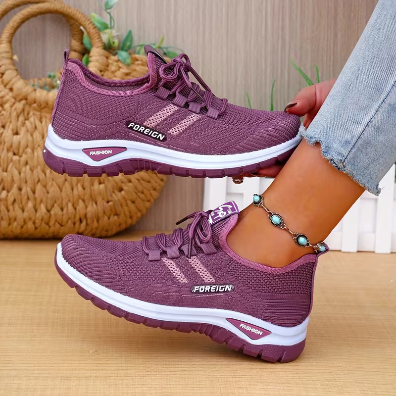 Zapatos de mujer, zapatos casuales de tela de primavera, zapatos de malla transpirables, zapatos cómodos, zapatos de mujer con suela gruesa, zapatos universales