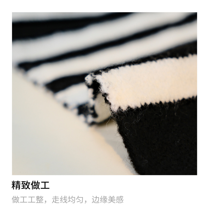 羊毛三角巾经典条纹纯色拼色披肩女秋冬新款保暖外搭针织搭肩围巾|undefined