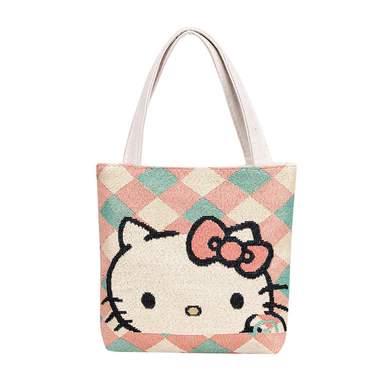 新しい小さな両面パターン漫画ハンドバッグママハンドバッグジャカード刺繍ミッキー KT 猫小さなバッグ|undefined