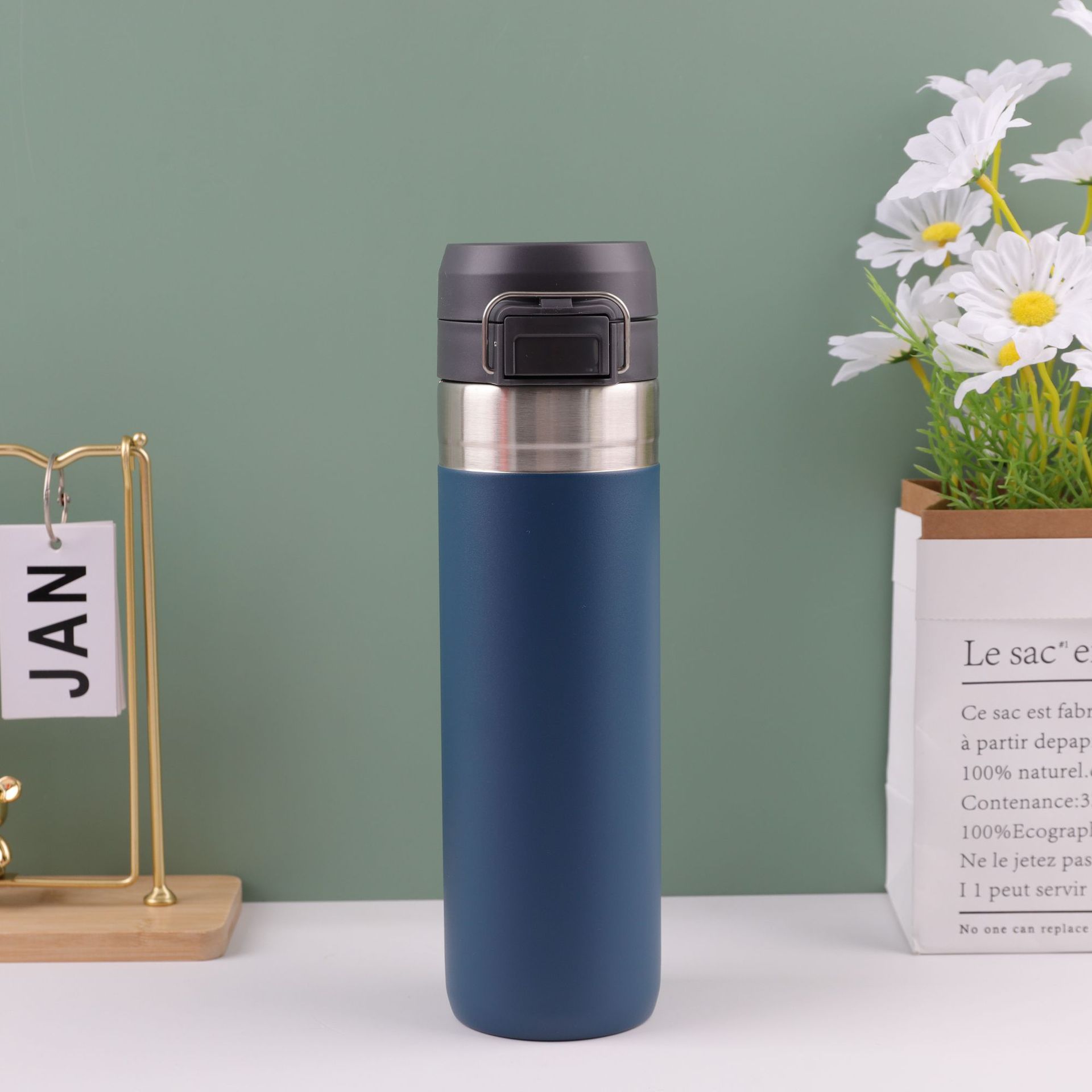 Nuevo termo de rebote de acero inoxidable 304 transfronterizo, botella de agua deportiva portátil, taza de agua doméstica simple al por mayor