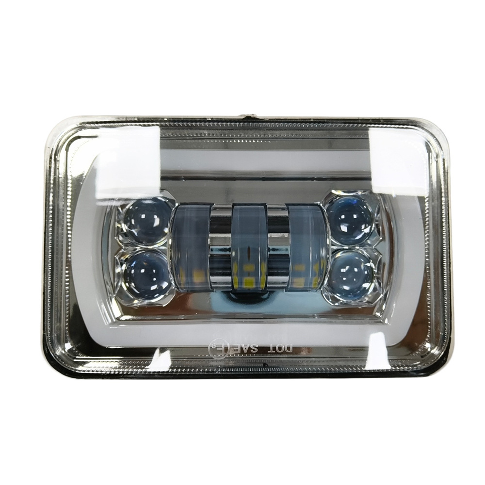 Led Car Headlights 55W with Angel Eyes, Yellow and White, with Daytime Running Lights, Wrangler 5inch Square Work Light, High and Low Beam