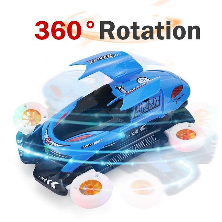 Transfronterizos niños eléctricos de cuatro ruedas giratorias coche de vuelo Amazon puerta abierta deformación de luces coche de juguetes de música