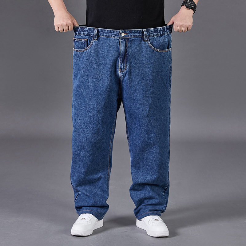 2024 primavera y otoño jeans de talla extra grande para hombres pantalones casuales rectos sueltos transfronterizos pantalones de papá con caída de pierna ancha para hombres
