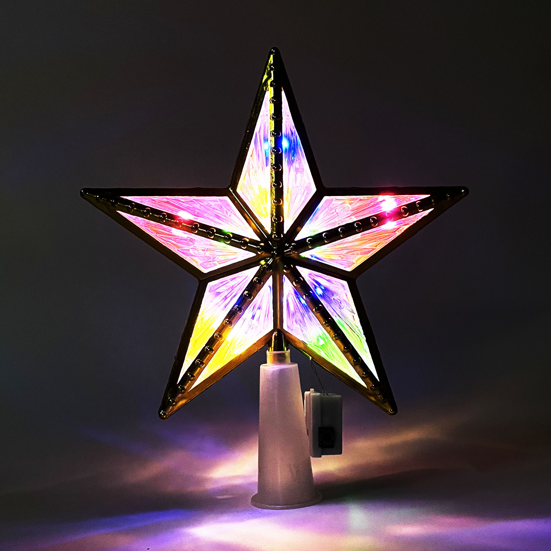 Nuevo árbol de Navidad LED decoración de estrella de luz transparente caja de baterías de color cálido cable de cobre con lámpara de estrella pentagonal transfronteriza