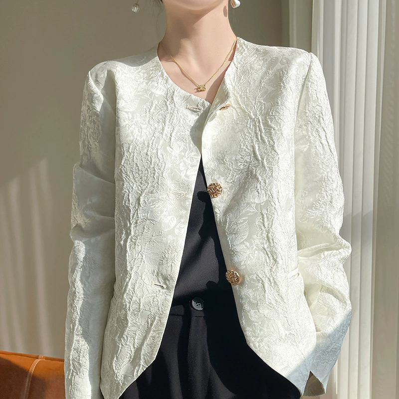 Summer fashionable colored jacket with a round collar