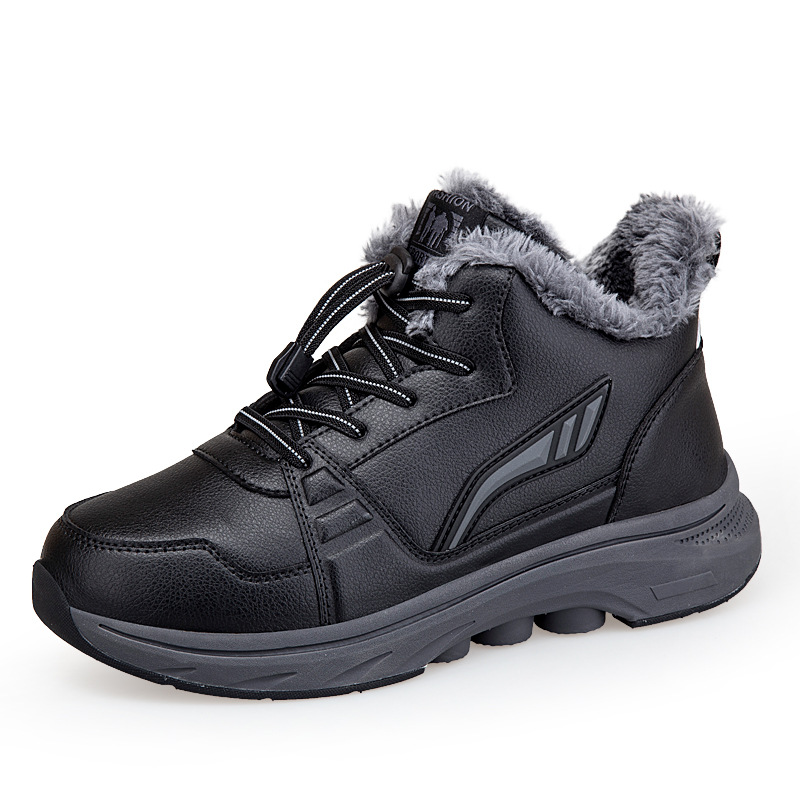 Nuevos zapatos de invierno de alta altura para mujeres con terciopelo calentador zapatos de madre impermeables antideslizantes zapatos de algodón de mediana edad ensanchados zapatos de caminar