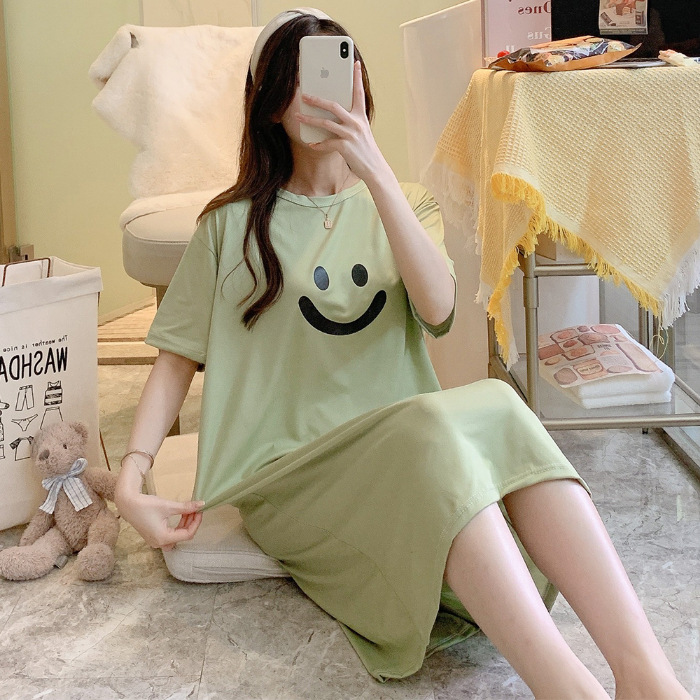 Corea del Sur Comercio exterior transfronterizo camisón de estilo coreano de las mujeres de verano de manga corta de media longitud de dibujos animados dulce lindo desgaste exterior Sudeste Asiático