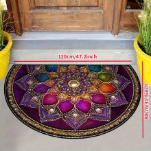 跨境亚马逊temu新款热销曼陀罗半圆地垫玄关入户耐脏耐磨门垫批发