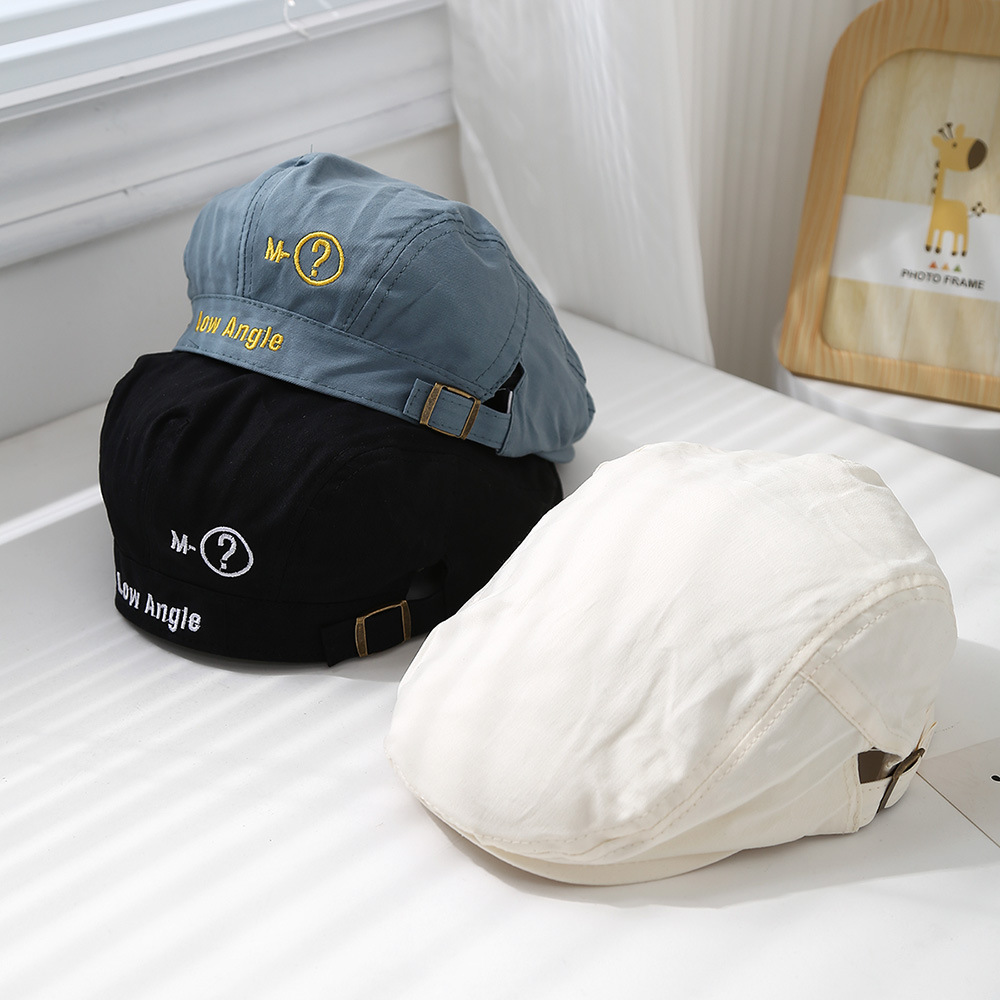 Niños y niñas japoneses primavera y otoño anti-sombrero hacia adelante primavera de moda nicho letras bebés boca de pato boina retro verano
