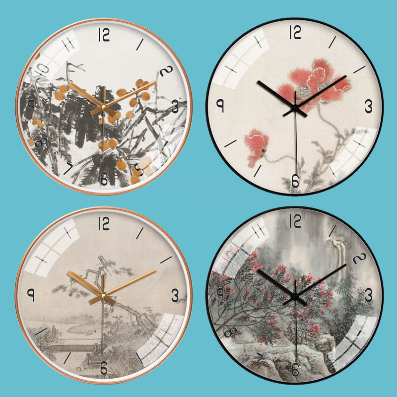 Reloj de pared de estilo chino para sala [20cm/8 pulgadas], diseño creativo moderno y atmosférico, reloj de cuarzo silencioso/artístico