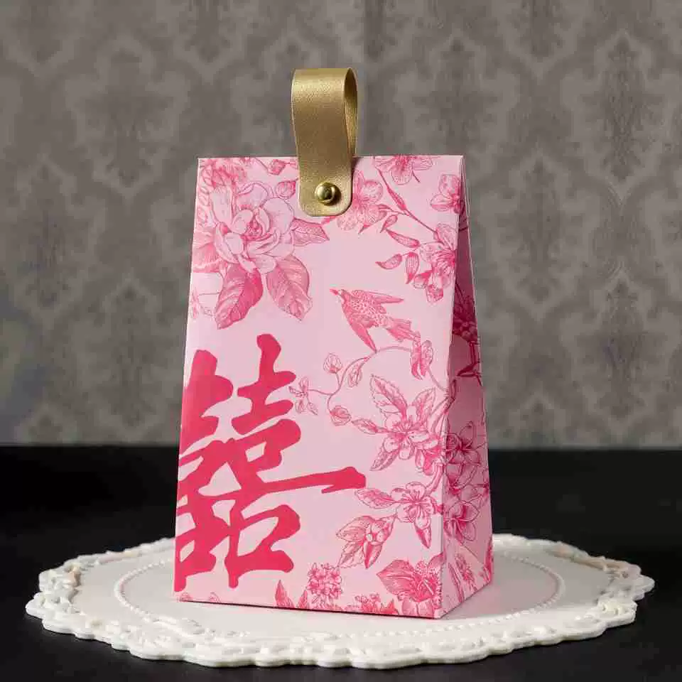 Gift box linen bag set, premium wedding candy boxes, multiple designs, sizes small–medium–big
