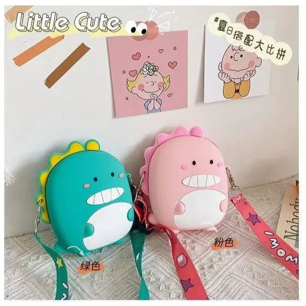 Factory Direct Delivery Cartoon Dinosaur Coin Purse, Fashionable Children's Wallet, Cute Squishy Silicone Bag, Fashion Accessory