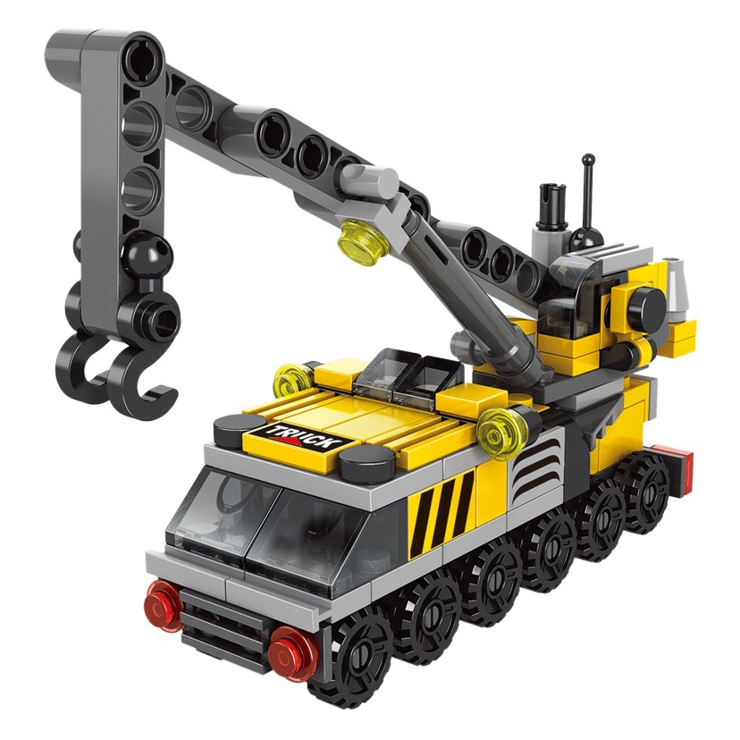 Cross-border compatible Lego Boy excavadora militar camión de bomberos coche de policía rompecabezas ensamblado bloques de construcción juguetes pequeños para niños