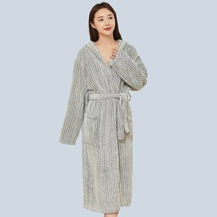 Coral Velvet Absorbent Bathrobe Women's Long Nightgown Couple Adult Robe Home Clothes Factory Wholesale Cross-Border Dropshipping
