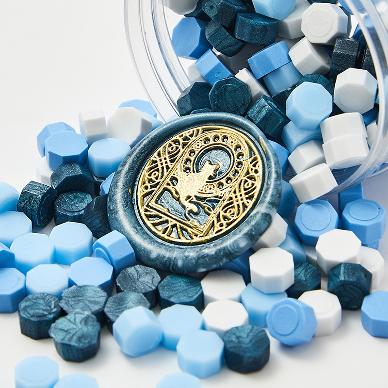 Cera de pintura al fuego, juego completo de sellos de pintura al fuego, octogonal, transparente, colorido, bolsa de colores mezclados, cera, venta al por mayor barata