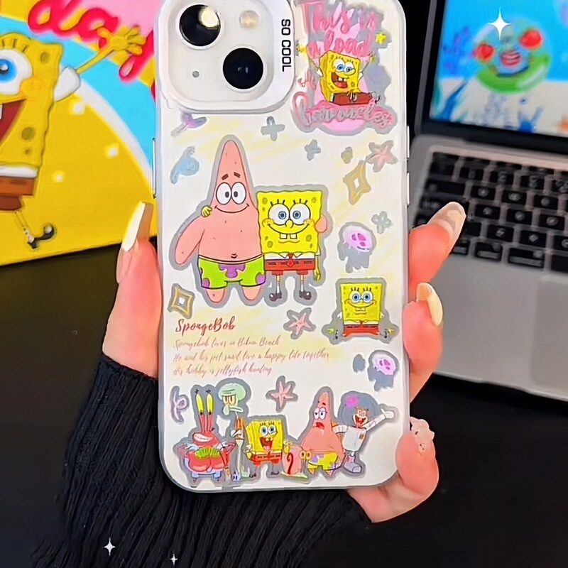 Cartoon Spongebob Collection for Apple 16promax Phone Case iPhone15plus Drop-resistant 14 Frosted