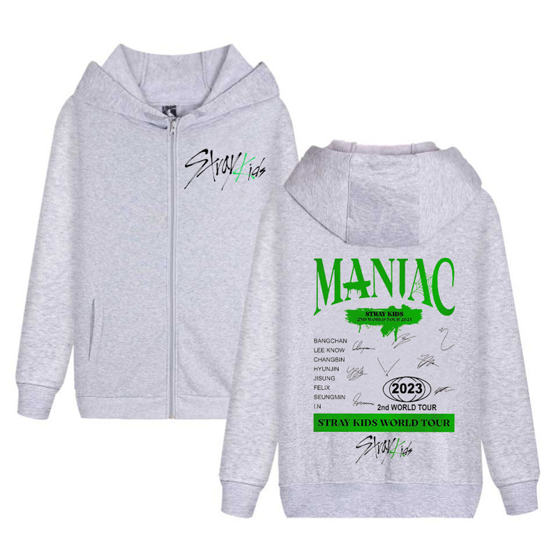 Straykids periférico Harajuku impreso suéter con capucha suelta cremallera suéter al por mayor
