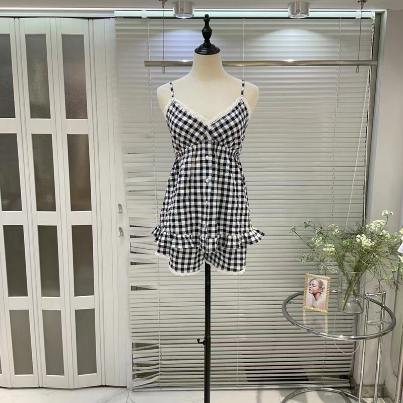 Spring New 2025 Summer Sweet Suspender Shorts Cotton Skin Friendly Ladies Pajamas Home Clothes Wholesale