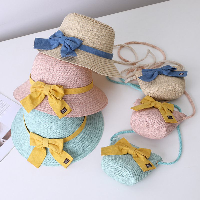 147g Weight Hat Classification straw Fabric Type Straw Hat Hats Type 1 Piece, 1 Set Quantity Holiday, Outdoor Occasion Bow Knot Pattern All Seasons Season Children Unisex Gender Sweet Style Children Unisex Sweet Bow Knot Straw Hat 2
