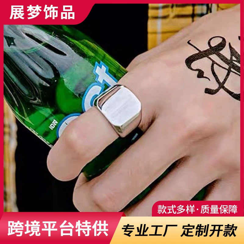 Европейское и американское персонализированное мужское кольцо из титановой стали, простое полированное кольцо из нержавеющей стали, простое литое квадратное кольцо из титановой стали для женщин