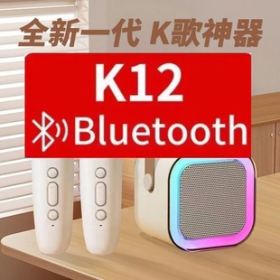 Cross-border wireless k12 bluetooth speaker dual microphone karaoke speaker home mini small stereo children square dance