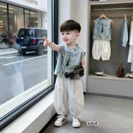 儿童汉服夏季薄款男童新中式短袖套装日常宝宝夏装国风唐装衣服潮
