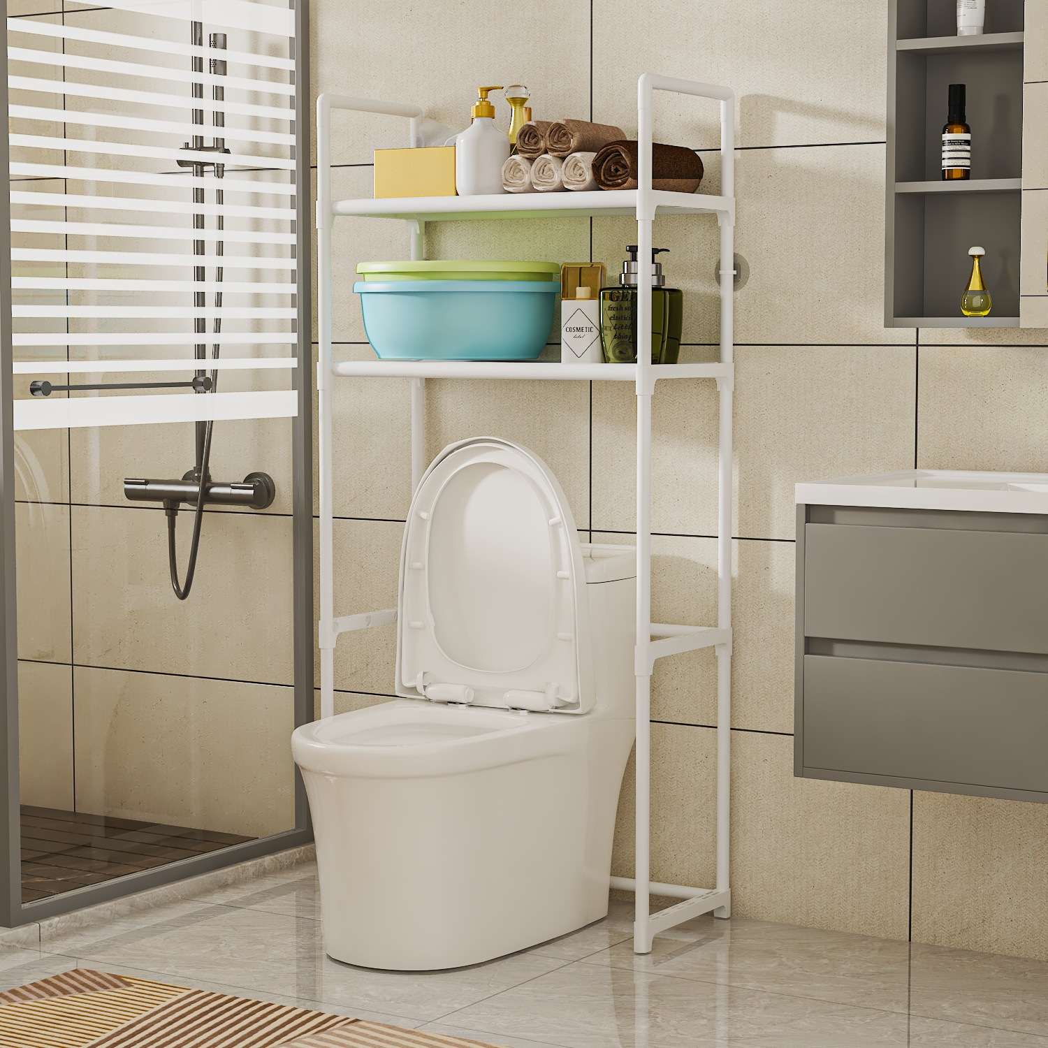 Hot-Selling Bathroom Toilet Storage Rack Multi-Layer Floor-Standing Storage Rack Hot Search Bathroom Organizer Practical Goodies